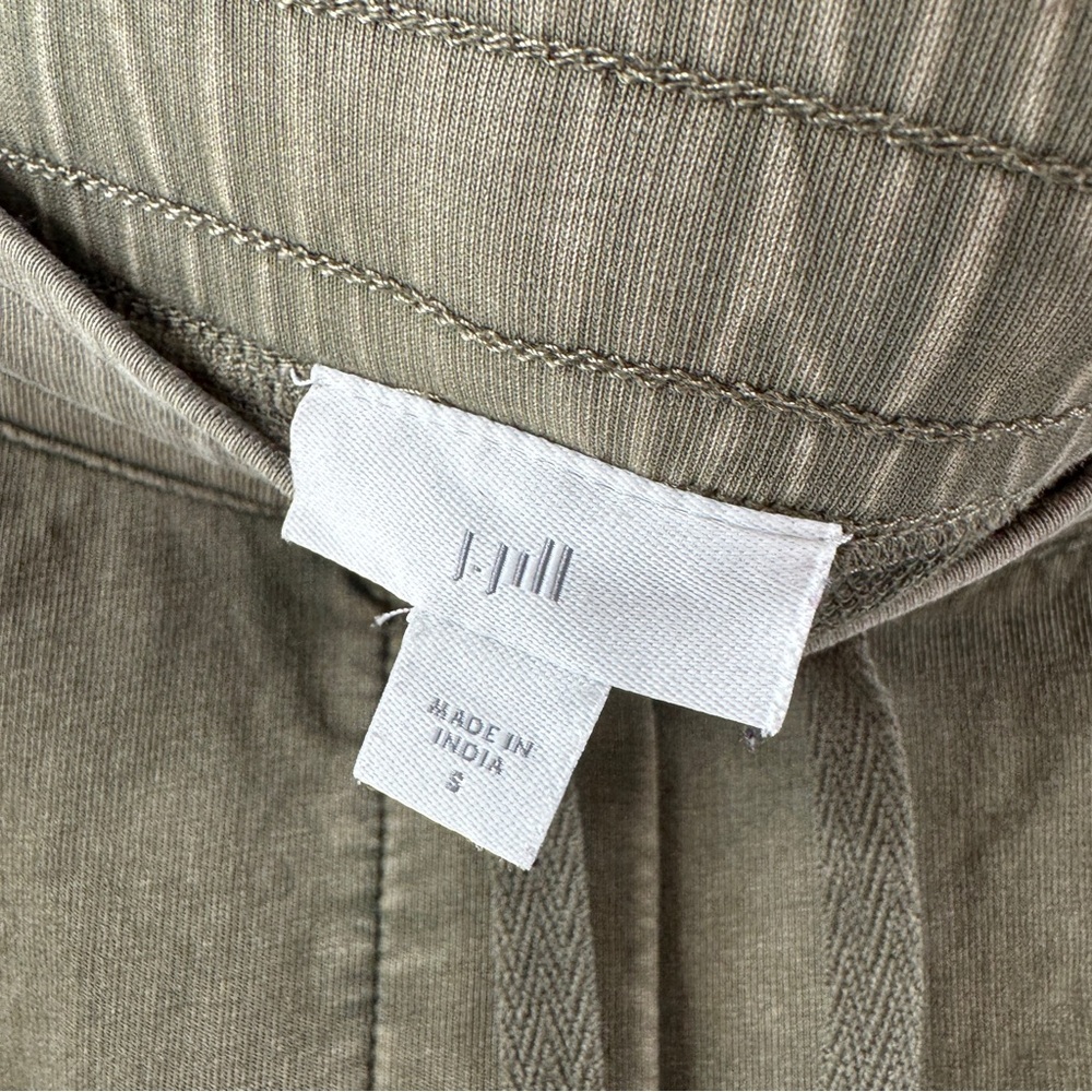 🧸 J. Jill Olive Green Drawstring Pants Embroidered Side Detail Size Small - Picture 5 of 8